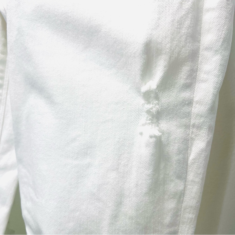 SPANX White High Waisted Skinny Jeans Raw Hem Distressed Ankle Pants Size Small - Picture 6 of 13